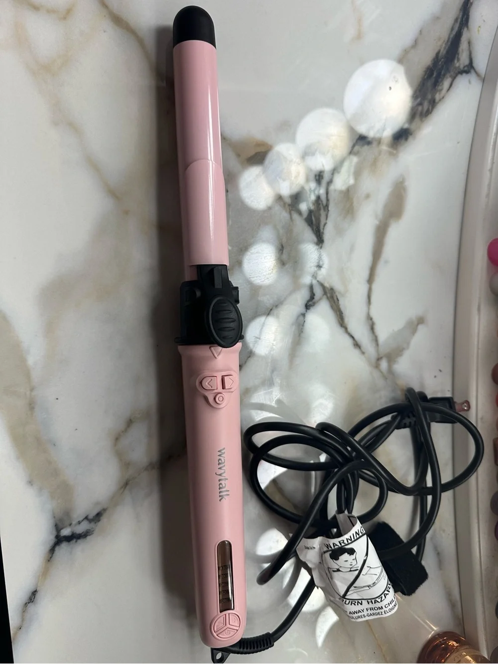 Wavytalk Pink Rotating Curling Wand for Women - Sleek Automatic Hair Curler